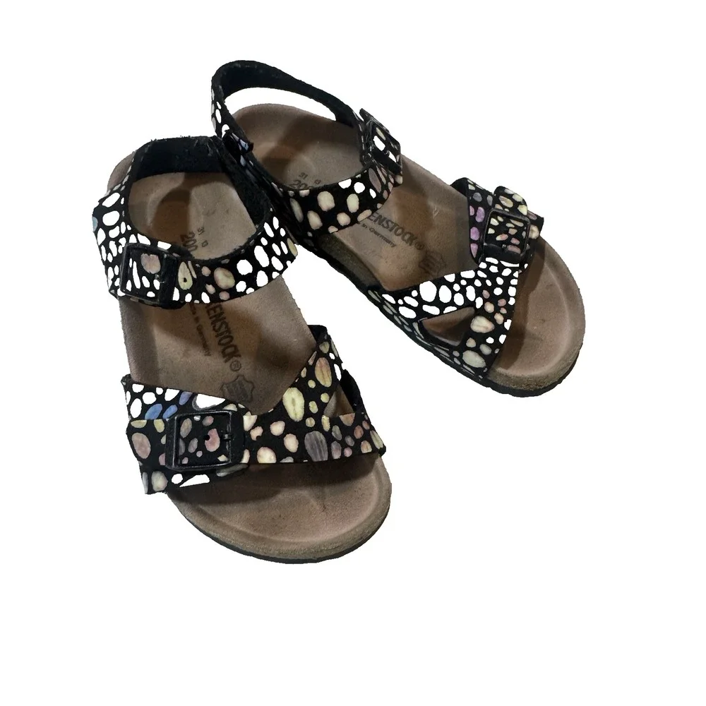 Birkenstock Black Colorful Rio Kids Magic‎ Stone Sandals C13